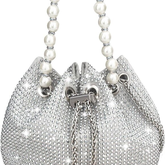 Silver Rhinestone Clutch Purse - Sparkly Silver Crystal Purse - Rhinestone Clutc - Picture 1 of 9